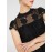 Lace Cap Sleeve Top With Crochet Detail