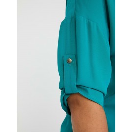 Print Zip Front V-Neck Top