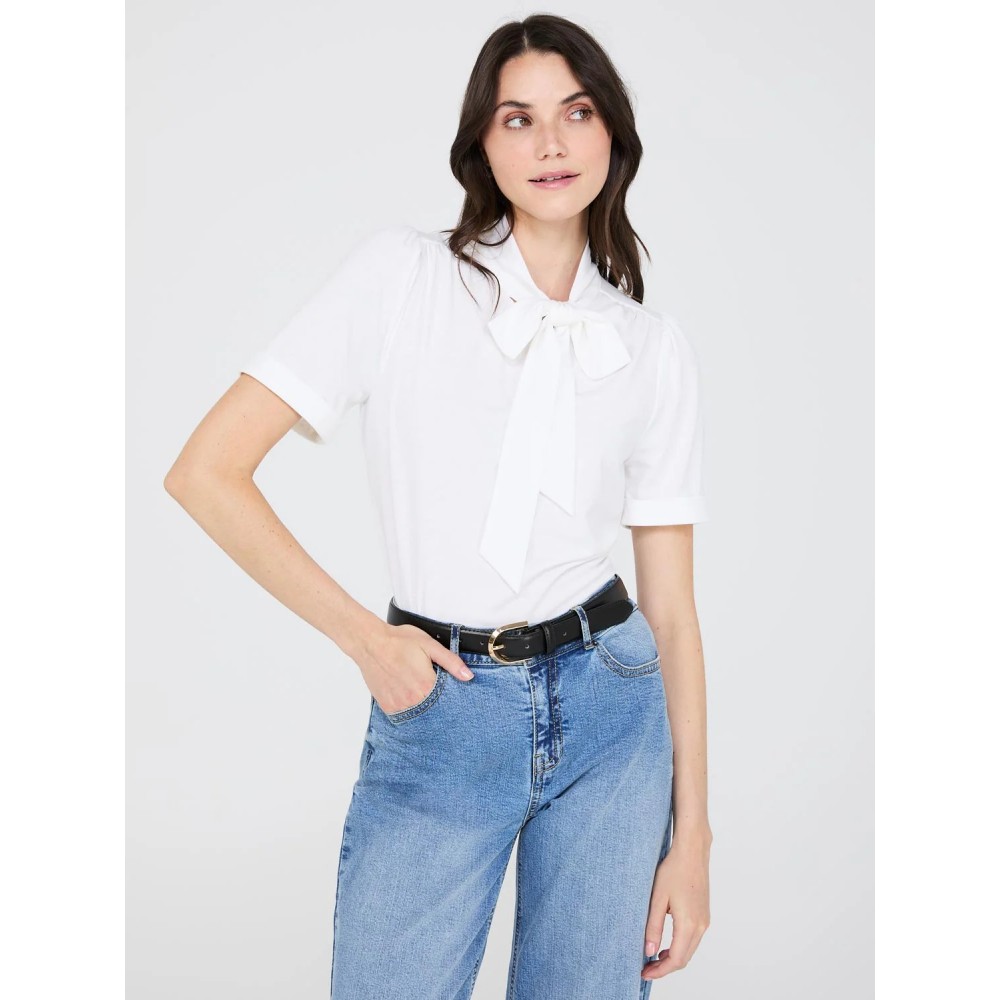 Short Sleeve Tie-Neck Top