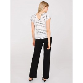 Dot Print V-Neck Pleated Top
