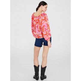 Floral Print Chiffon Off-The-Shoulder Blouse