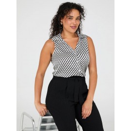 Print Sleeveless Satin Blouse