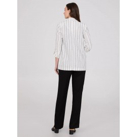 Striped 3/4 Sleeve Linen Blazer