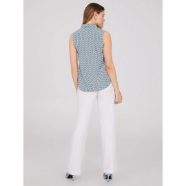 Sleeveless Print Button-Front Blouse