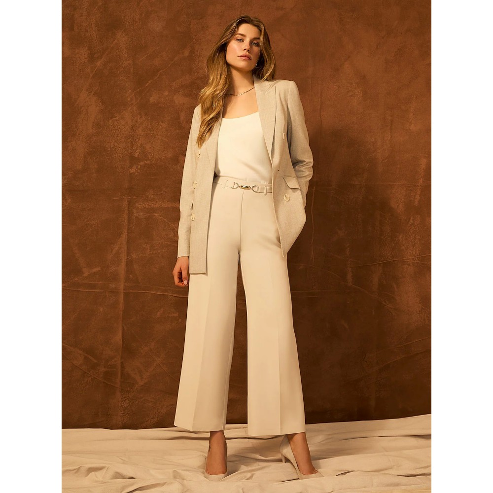 Cropped Wide-Leg Pants With Gold Hardware