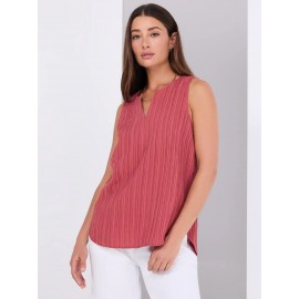 Sleeveless Textured Split Neck Top