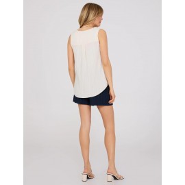 Sleeveless Textured Split Neck Top