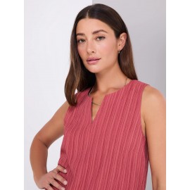 Sleeveless Textured Split Neck Top