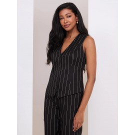 Pinstripe Button-Front Vest
