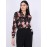 Floral Print Shadow Stripe Button-Front Blouse