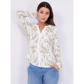 Floral Print Notch Collar Top