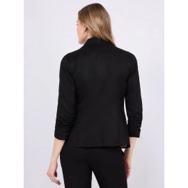 One-Button Ruched Sleeve Blazer