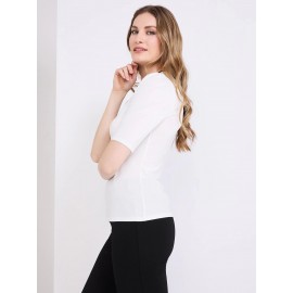Contrast Neckline 3/4 Sleeve Top