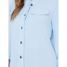 Utility Pocket Button-Front Blouse