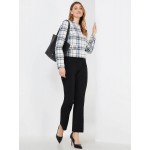 Plaid Boucle Waisted Blazer