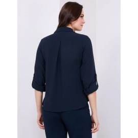 Textured Button-Front Blouse