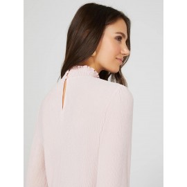 Textured Plisse Mock Neck Top