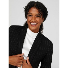 Pinstripe Crepe Open Blazer