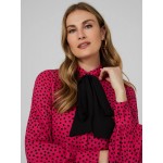 Polka Dot Crepe Chiffon Bow Blouse