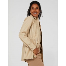 Drawstring Shacket With Front Pockets