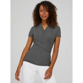 Print Short Sleeve Crossover Front Top