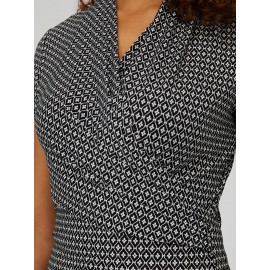 Print Short Sleeve Crossover Front Top