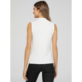 Sleeveless Ribbed Mock Neck Top