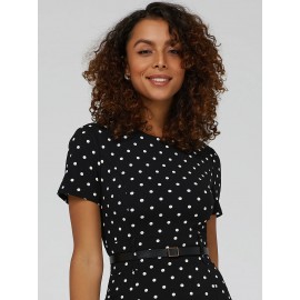 Polka Dot Belted Midi Dress