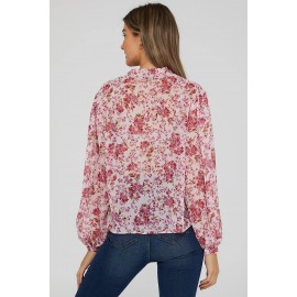 Printed Ruffled Long Sleeve Blouse